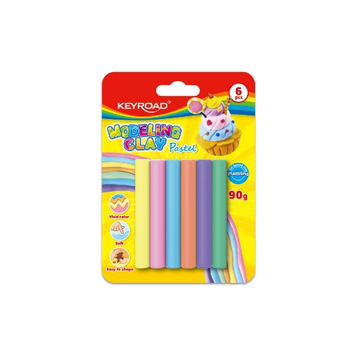 Bild von Keyroad Pastellfarbene Knetmasse – 90g Schachtel mit 6 Stangen – Modell KR972235