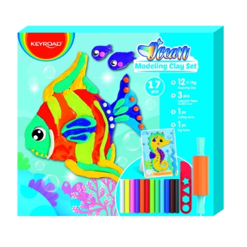 Show details for Keyroad Ocean Colored Modeling Clay – 90g – Box of 12 Sticks + Rolling Pin + Shaping Knife – Model KR973010 Picture of Keyroad Ocean Colored Modeling Clay – 90g – Box of 12 Sticks + Rolling Pin + Shaping Knife – Model KR973010