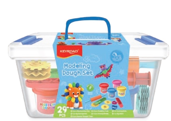 Picture of صلصال قطع كى رود - بوكس بلاستيك 6 برطمان 110 جرام +نشابة + سكينة تشكيل + 3 عجلات تقطيع + 16 اسطمبة - موديل KR972333