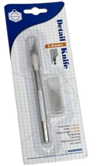 Imagen de Cutter metálico en forma de bolígrafo + caja de cuchillas en tarjeta - Keep Smiling Modelo I0078