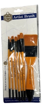 Zeige Details für 7-teiliges Pinselset zum Malen mit Katzenzungen-, Rund- und Schrägepinseln - Keep Smiling Modell A7001 Bild von 7-teiliges Pinselset zum Malen mit Katzenzungen-, Rund- und Schrägepinseln - Keep Smiling Modell A7001