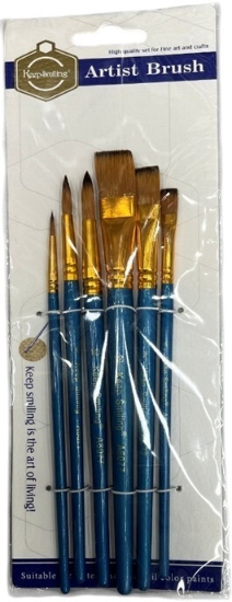 Picture of 6-Piece Painting Brush Set 3 Round, 3 Angled - Keep Smiling Model A6077