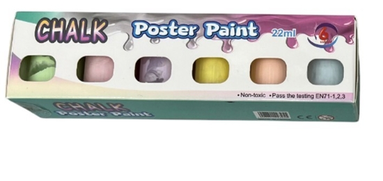 Bild von UNICERA Pastell-Plakatfarben-Set, 6 Farben, 22ml + Pinsel - Modell B-0002D