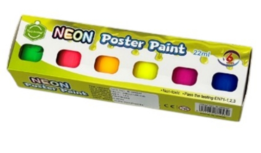 Picture of Neon Poster Colors, Set of 6 Colors 22ml + Brush – UNICERA Model B-0002F