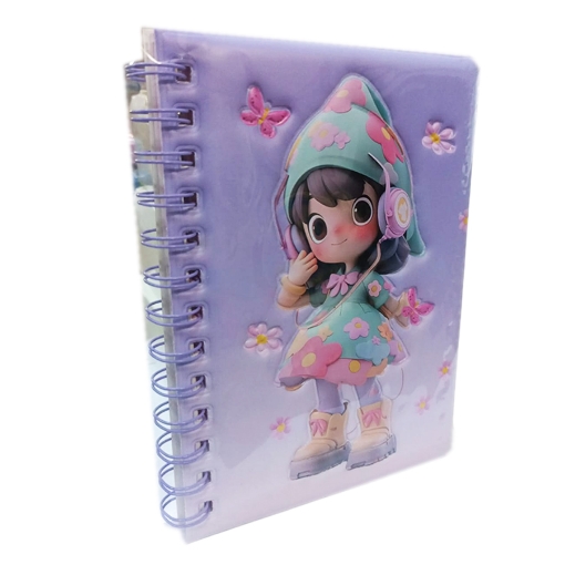Picture of Simba Double Wire Notebook 60 Sheets, Plastic × Cardboard Cover, Size 12 × 18 cm - Model 1902-3