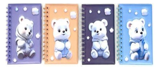 图片 Simba 双环笔记本，60 张，塑料 × 纸板封面，尺寸 10 × 14 厘米 - 型号 1901-4