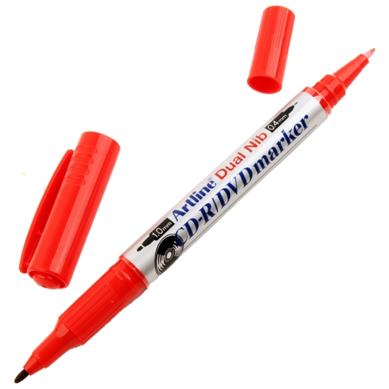 图片 CD 专用永久性记号笔，双头（ 1 毫米 + 0.4 毫米 红色）– Artline 型号 EK841T