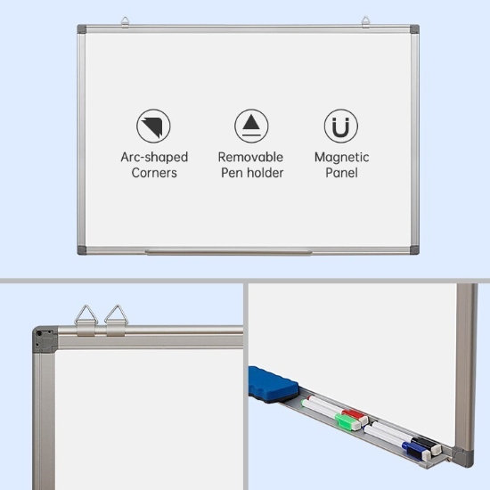 Image de Tableau Blanc Magnétique Simba, Panneau MDF, avec Porte-stylo, Format 90 × 150 cm - Modèle WB1590-MDF