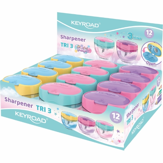 Picture of Keyroad 3-hole plastic sharpener with container - model KR972414