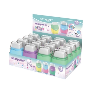 Show details for Double hole sharpener, with eraser, container - Keyroad model KR972412 Picture of Double hole sharpener, with eraser, container - Keyroad model KR972412