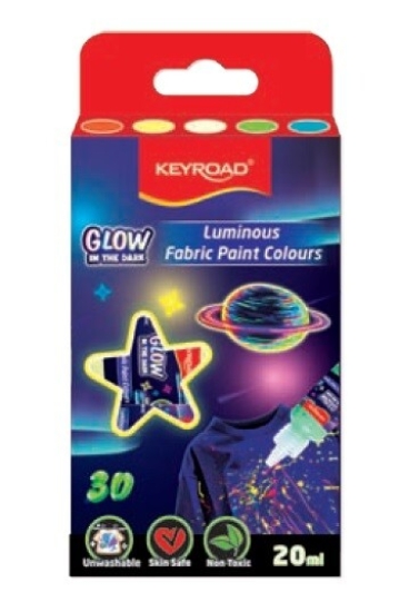 Bild von Phosphoreszierende Stoffmalfarbe, 5 Farben à 20 ml – Keyroad Modell KR973289
