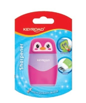 Show details for Plastic sharpener, 2 holes with container + eraser, card 1 piece – Keyroad Model KR973261 Picture of Plastic sharpener, 2 holes with container + eraser, card 1 piece – Keyroad Model KR973261