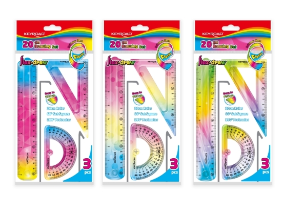 图片 彩色柔性几何绘图套装  3 件套 – Keyroad 型号 KR972278