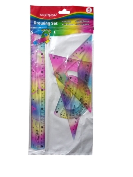 Show details for Flexible plastic geometry drawing set 4 pieces colored – Keyroad Model KR972979 Picture of Flexible plastic geometry drawing set 4 pieces colored – Keyroad Model KR972979