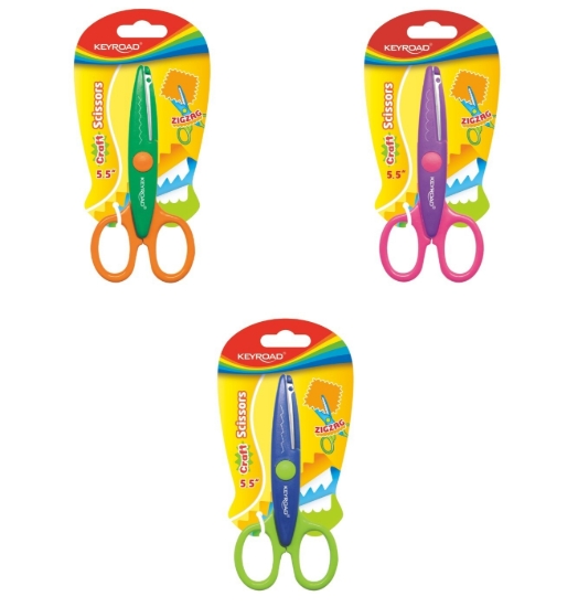 Bild von Keyroad Bunte Kinderschere, Zickzack-Kante, 5,5 cm, 1 Stück auf Karte – Modell KR972141