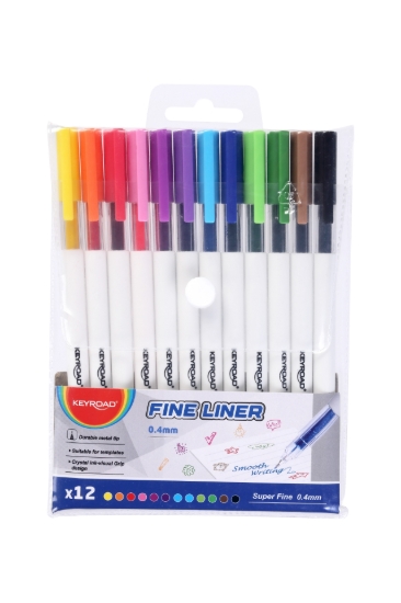 Picture of Keyroad Fineliner Pen Set 12 Colors, 0.4 mm – Model KR972462