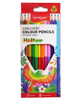 Show details for Keyroad Watercolor Colored Pencils Set, 12 Colors, Double-Ended, Triangular Shape, Model KR973323 Picture of Keyroad Watercolor Colored Pencils Set, 12 Colors, Double-Ended, Triangular Shape, Model KR973323