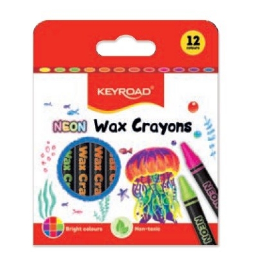 Image de Set de Crayons de Cire Néon Keyroad, 12 Couleurs, Modèle KR972833