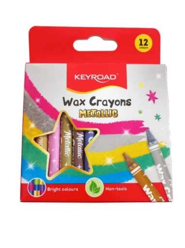 Image de Set de Crayons de Cire Métalliques Keyroad, 12 Couleurs, Modèle KR973350
