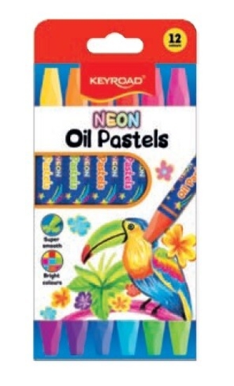 图片 Keyroad 霓虹油画棒蜡笔套装，12 色，六角形，型号 KR973157