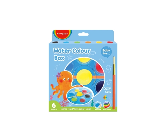 Bild von Wasserfarben-Set mit Palette 6 Farben + Pinsel – Keyroad Modell KR972323