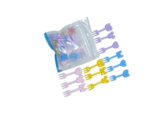 Image de Fourchettes en plastique pour enfants avec motifs de dessins animés, sachet de 12 pièces
