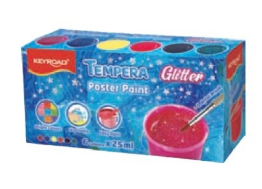 Bild von Keyroad Glitzer-Tempera-Plakatfarbe 12 Farben 25 ml abwaschbar Modell KR973361