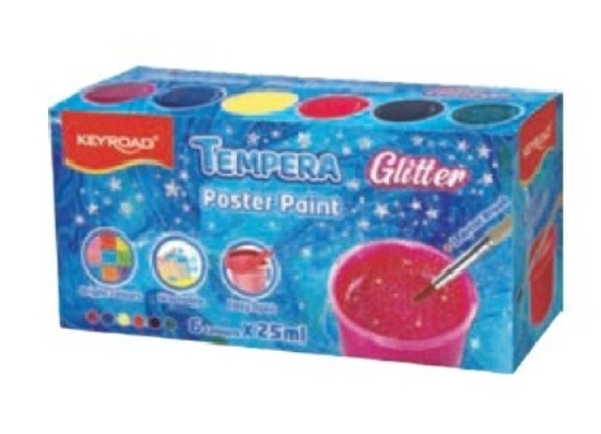 Bild von Keyroad Glitzer-Tempera-Plakatfarbe 12 Farben 25 ml abwaschbar Modell KR973361
