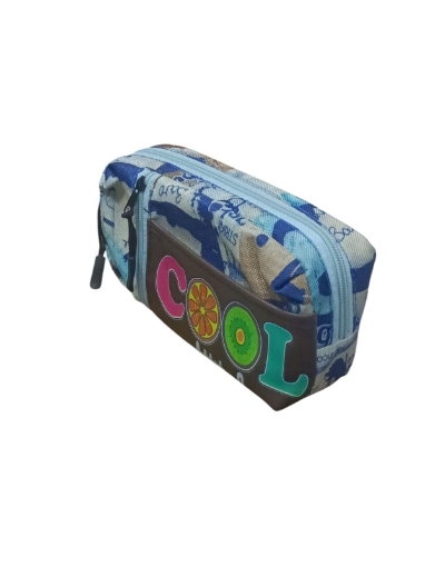 Image de Trousse en tissu, multicolore, 2 fermetures éclair, 3 compartiments