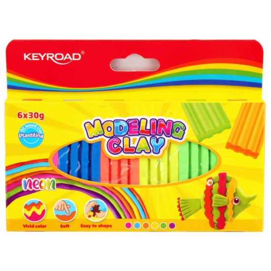 Bild von Keyroad Neonfarbene Knetmasse – 180g Schachtel mit 6 Stangen – Modell KR972526
