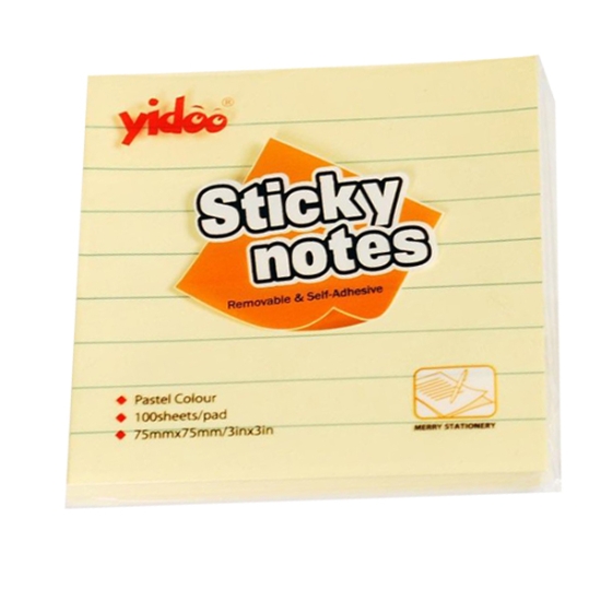 图片 便签纸 黄色横线款 75×75 毫米 100 张 - Yidoo 型号 A03L