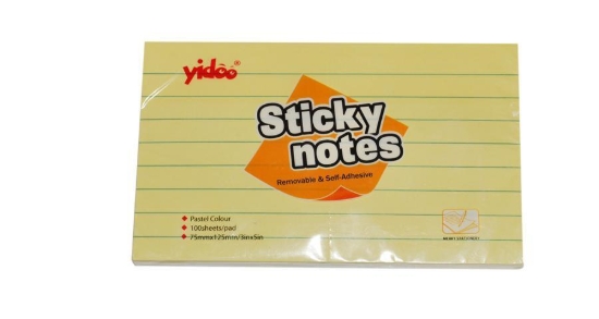 Bild von Yidoo Haftnotizen Gelb Liniert 125 × 75 mm 100 Blatt Modell SN3640