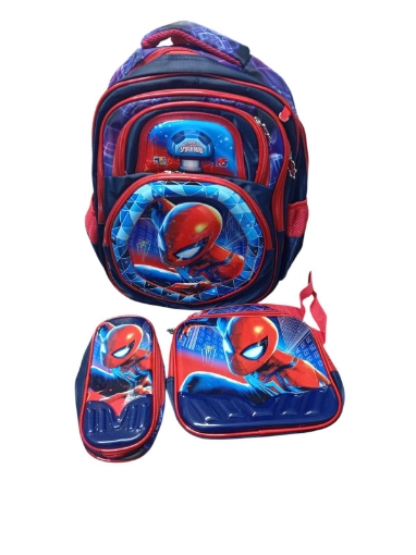 Bild von 3D-Schulrucksack mit erhabenen Motiven, 4 Reißverschlüsse + Lunch-Tasche + Federmäppchen