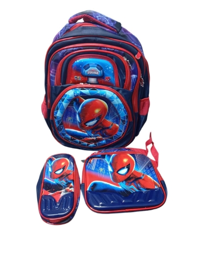 Picture of 3D school backpack with raised shapes, 4 zippers + lunch bag + pencil case