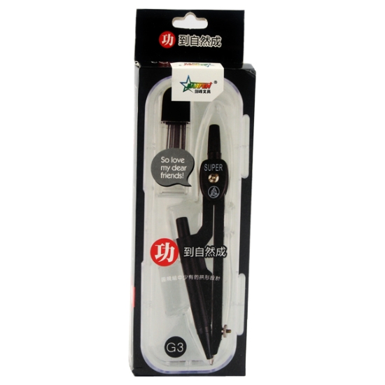 Bild von Metallzirkel mit 0,7 mm Druckbleistift + Minendose – Modell GB 21027