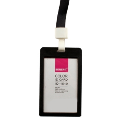 Imagen de Portatarjetas vertical Simba de plástico negro con funda y cordón Modelo 6612