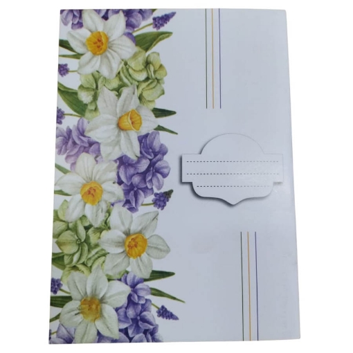Picture of School Notebook with Alternating Pages 60 Sheets, Rose Design, Coated Cover 16 × 22.5 - Extra Line