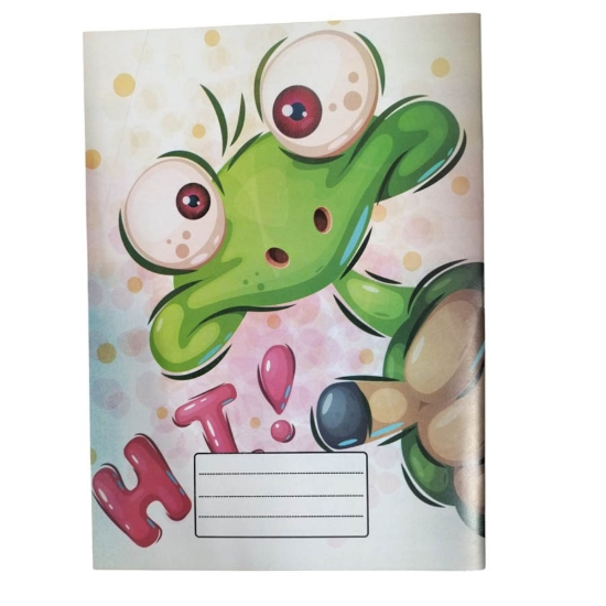 Image de Cahier scolaire à carreaux, 28 feuilles, motif grenouille, couverture couchée 16 × 22,5 cm – Extra Line