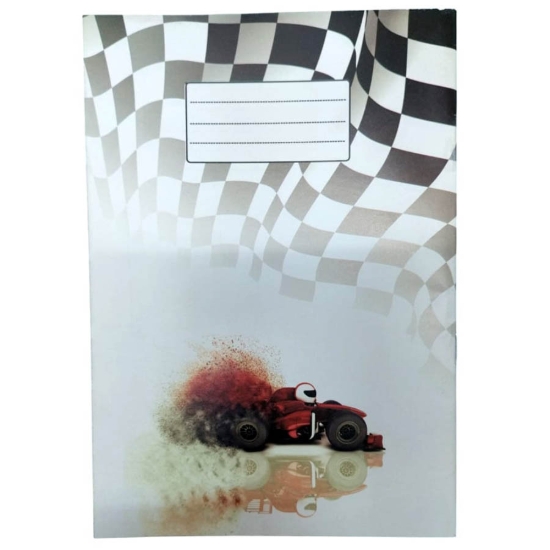 Image de Cahier Scolaire à Carreaux 40 Feuilles, Motif Course, Couverture Couchée 16 × 22,5 cm - Extra Line