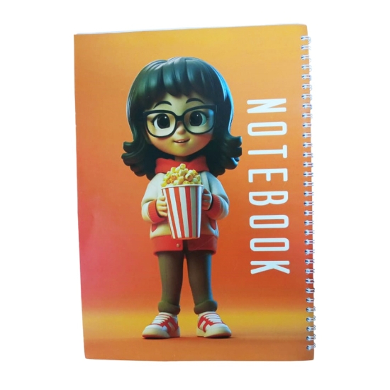 Image de Cahier Universitaire à Spirale Double Ligné 80 Feuilles, Motif Fille, Couverture Couchée 220 g Format A4 - Extra Line