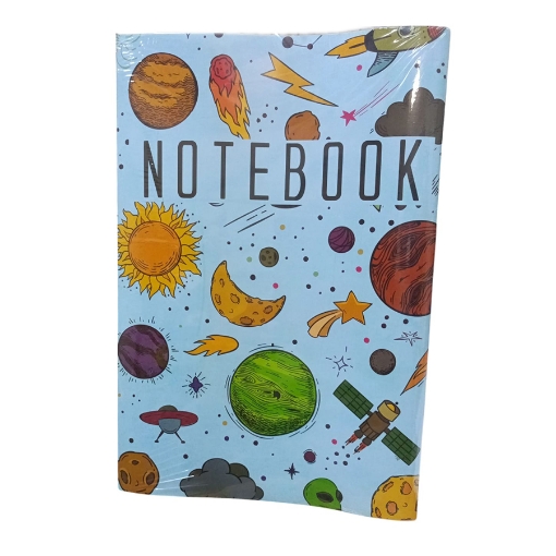 Picture of University Plain Notebook 60 Sheets, Planets Design, Coated Cover A4 Size - Extra Line