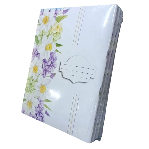 Picture of School Notebook, Ruled, 80 Sheets, White Flower Design, Coated Cover, Size 16 × 22.5 cm – Extra Line