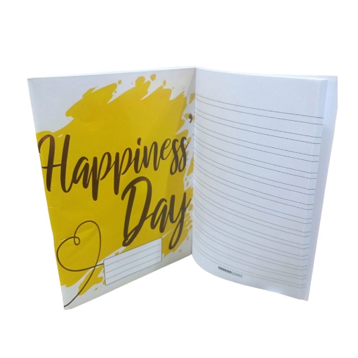 Picture of School Notebook English 60 Sheets, Happiness Design, Coated Cover, Size 16 × 22.5 cm - Extra Line