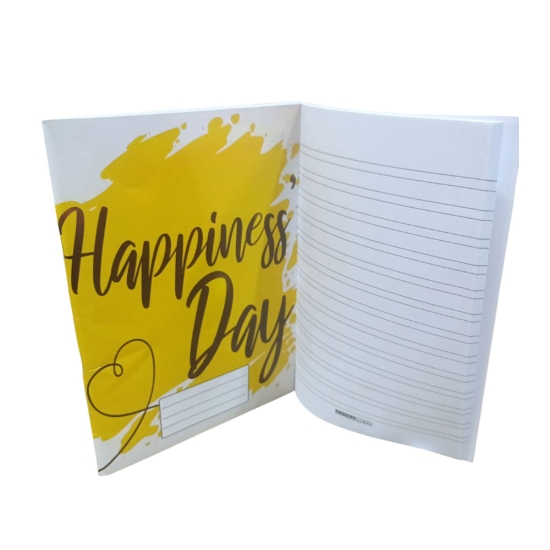 Image de Cahier scolaire anglais 60 feuilles, motif Happiness, couverture couchée, format 16 × 22,5 cm - Extra Line