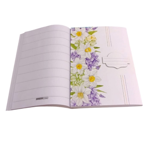 Picture of School Notebook, 9 Lines, 40 Sheets, White Rose Design, Coated Cover, Size 16 × 22.5 cm – Extra Line