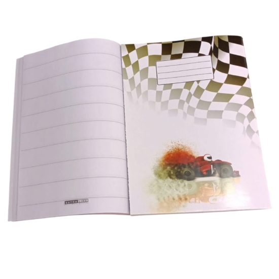 Image de Cahier Scolaire, 9 Lignes, 40 Feuilles, Motif Course, Couverture Couchée, Format 16 × 22,5 cm – Extra Line