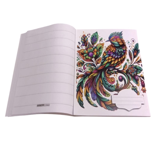 Image de Cahier scolaire 9 lignes 60 feuilles, motif oiseau, couverture couchée, format 16 × 22,5 cm - Extra Line