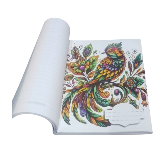 Image de Cahier scolaire Extra Line, page simple, 80 feuilles, motif oiseau, couverture couchée brillante, format 16 × 22,5 cm