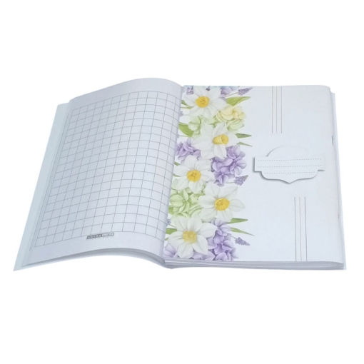 Picture of Squared School Notebook 80 Sheets, Rose Design, Coated Cover, Size 16 × 22.5 cm – Extra Line