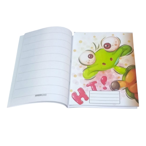 Picture of School Notebook 9 Lines, 28 Sheets, Frog Design, Coated Cover, Size 16 × 22.5 cm – Extra Line